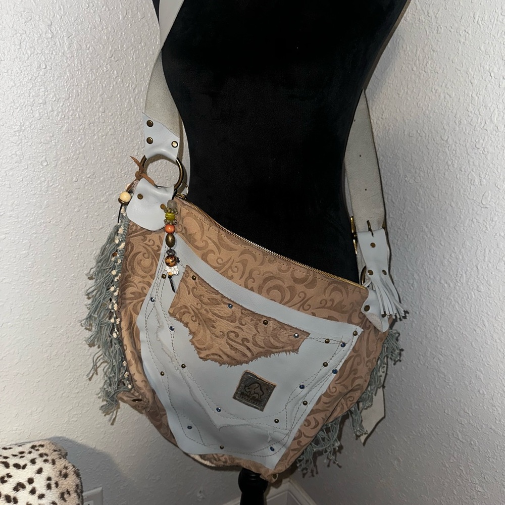 NEW**White Buffalo Creations Purse Handmade Hippie Leather Tapestry Boho Bag - Picture 4 of 9